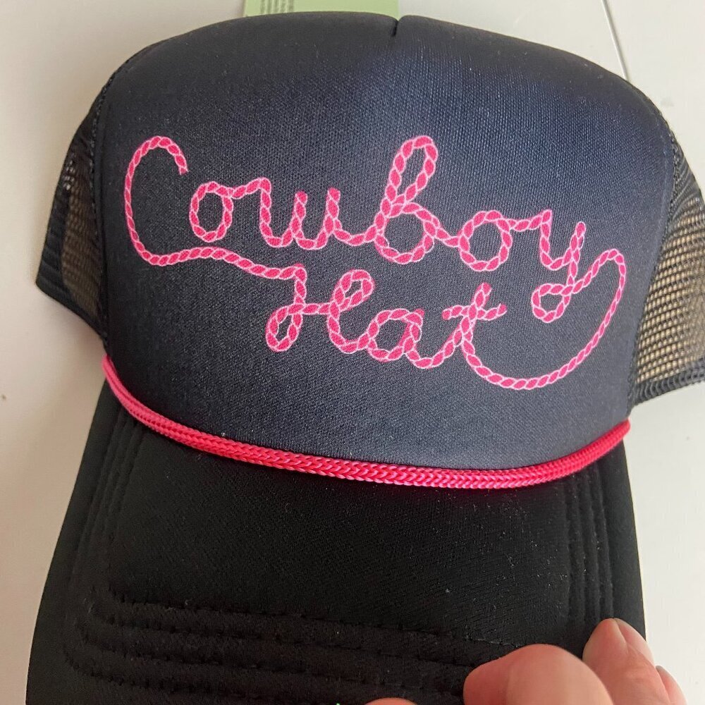 Western Trucker Cap Cowboy Hat Black and Pink Rodeo Country Nashville - Picture 3 of 3